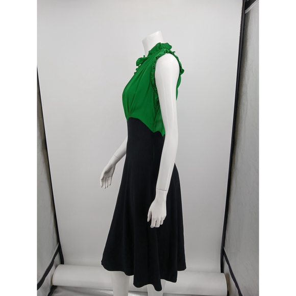 Derek Lam Italy Ruffle Dress Green Black Sz 6 Fall 2006 Vogue Runway Collection - Picture 6 of 12